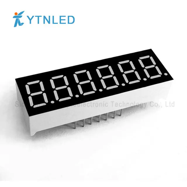 0.36 inch 7 segment six 6 digits led display common cathode anode high brightness red yellow green blue white color