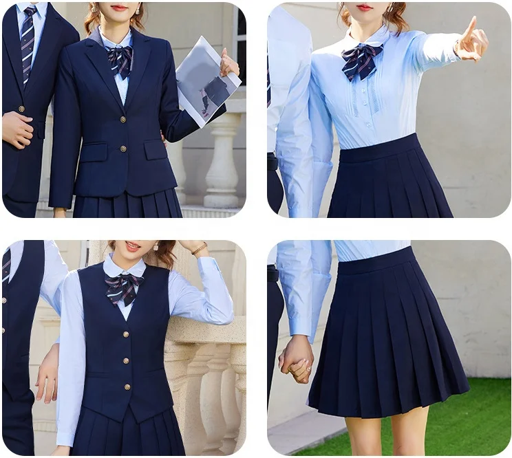 Custom School Girls Uniform High School Uniforms Blazer and Skirt Pant Suit Best Professional Suits 