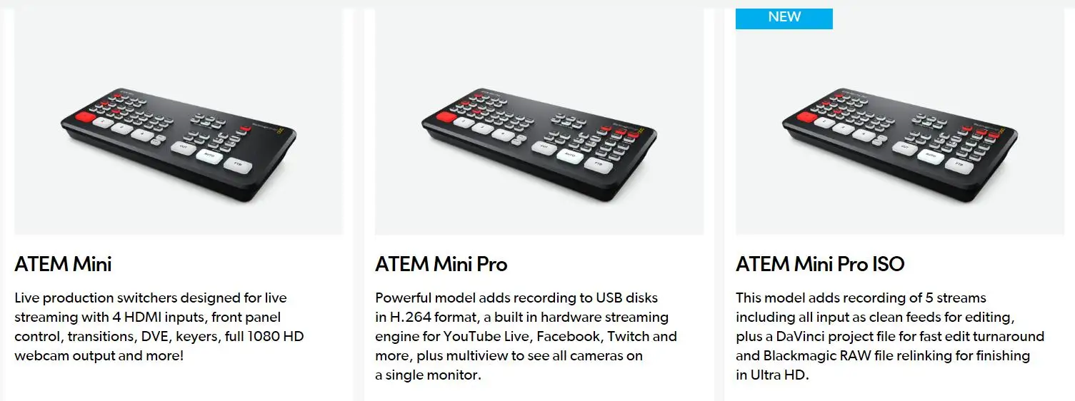 Blackmagic ATEM Mini Pro ISO HDMI Live Stream Switcher Multi-view
