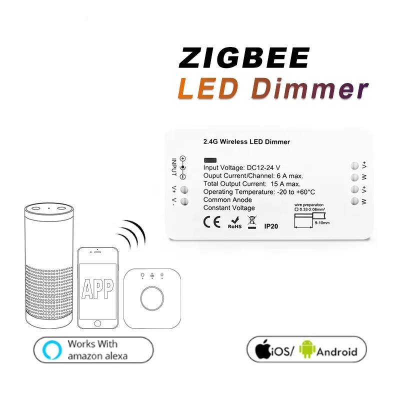 ZigBee LED Control Smart Home 2.4G LED Controller LED Dimmer Controller Compatible with Alexa and Philipshue