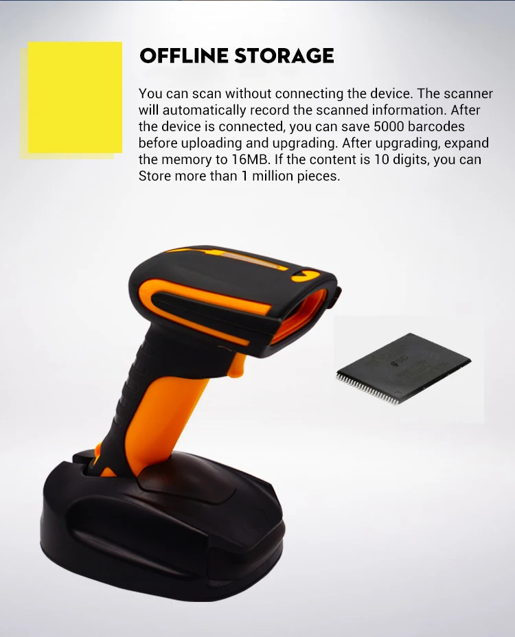 2.4G Connection Rugged 2D Reader Desktop Barcode Scanner Gun