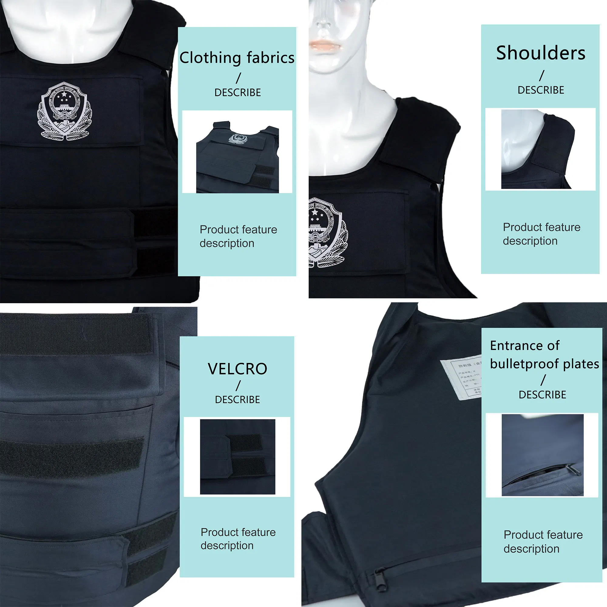 Wholesale price ballistic black cover bullet proof vest materials with good after sale service