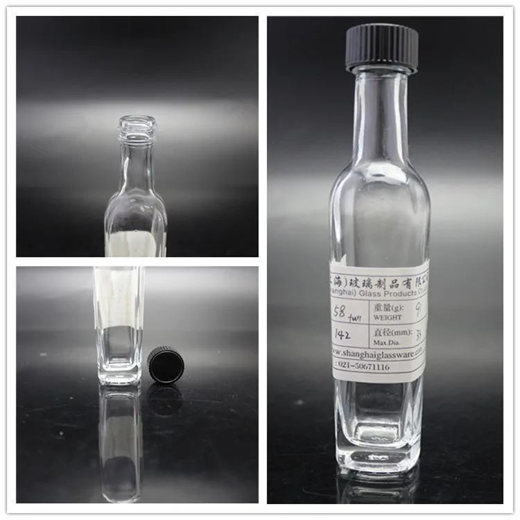 šanghajská továrna přímý prodej čiré skleněné lahve s horkou omáčkou s plastovým víčkem