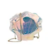Girls Unique Clear Shell Purse Laser Seashell Crossbody Shoulder Bags with Chain for Women