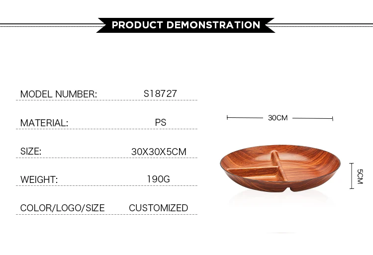 Bulk Round Plastic Food Trays Wood Stripe With Compartments Buy Trays