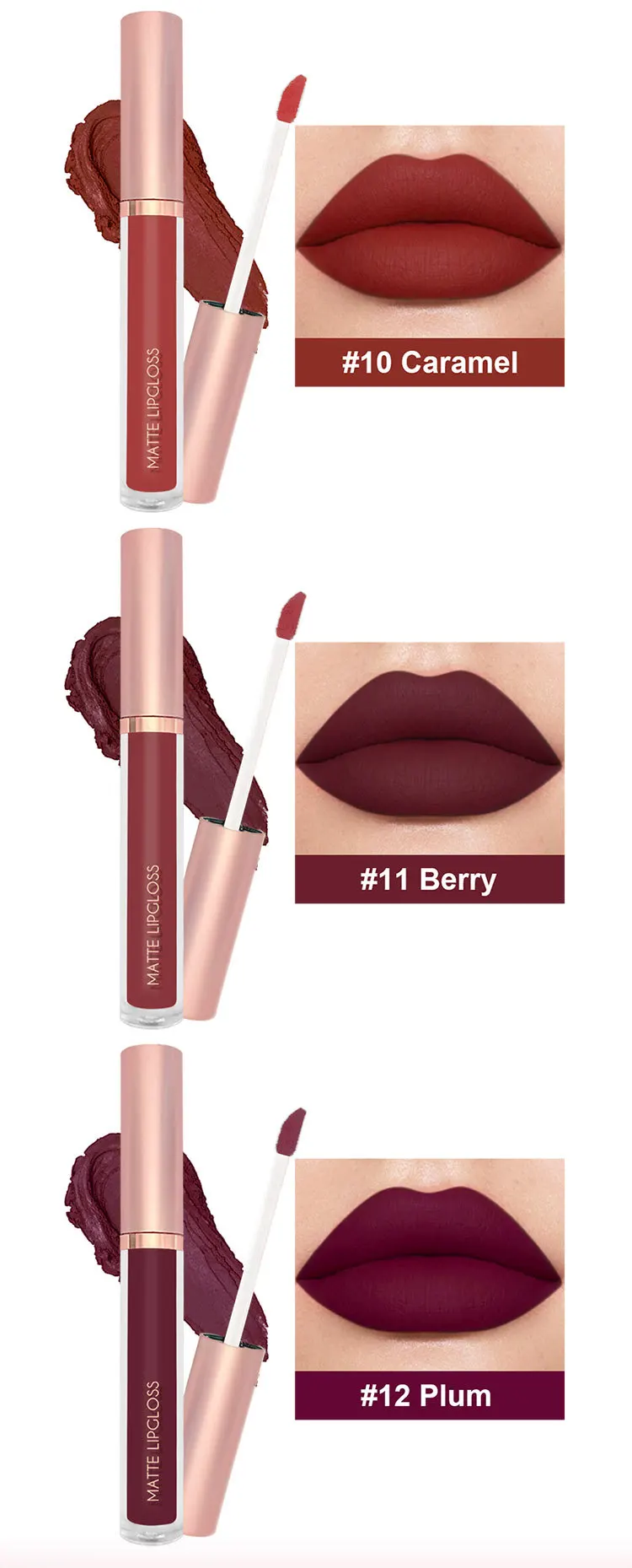 3 Pack Matte Lip Gloss Lip Glaze Set