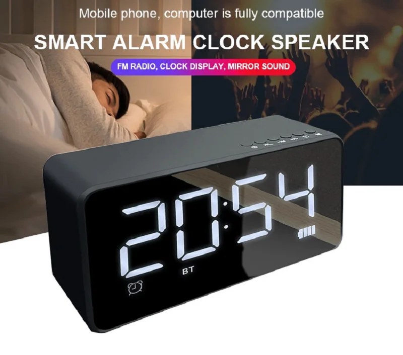 Mini Led Speaker Blue Tooth With Alarm Clock Portable Wireless Speaker With FM Function 2021 Trending Product For Amazon - ANKUX.COM
