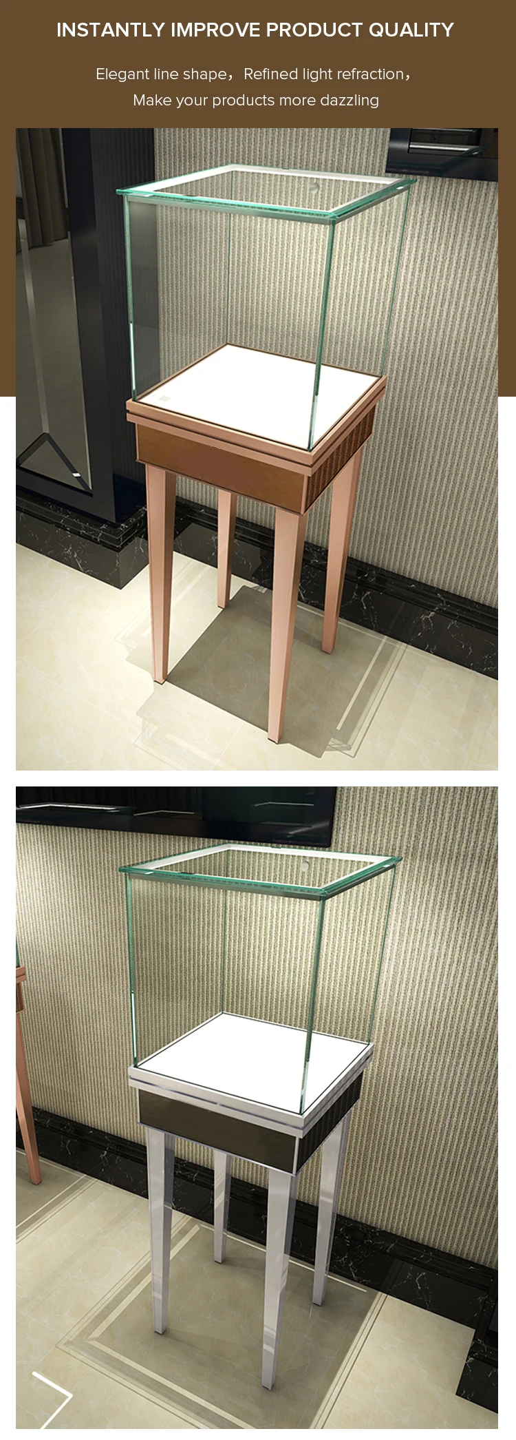 Jewellery Store Ultra White Glass Display Metal Jewelry Display