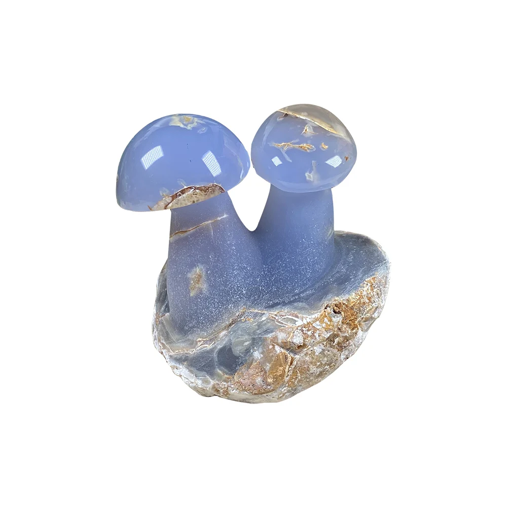 
Blue Chalcedony Mushrooms stone decoration natural stone carved stone mushroom 