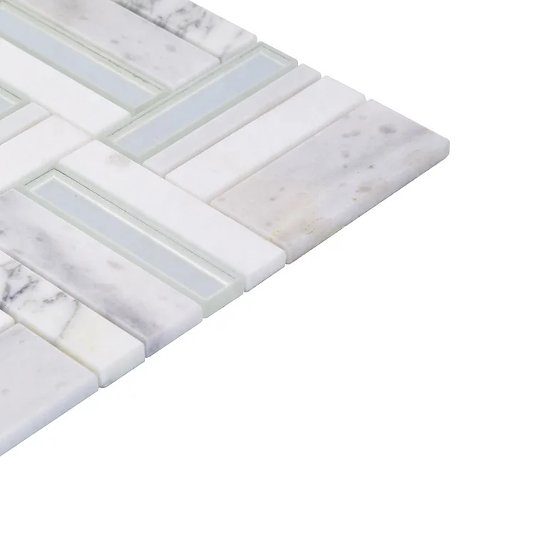 Moonight Hot Sale Bianco Faniellos Thassos Marble Mosaic with Ultra White Mirror For Wall