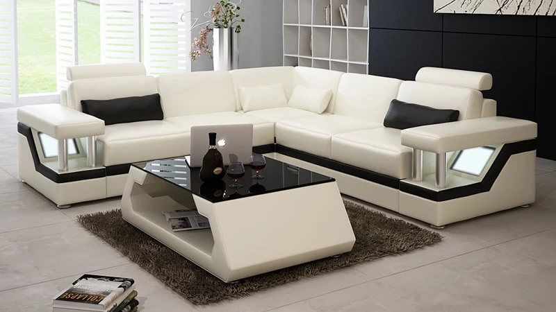 On sales Modern L shaped Italy Leather Sofa on Sale, Affordable Good Quality White Corner Sofa