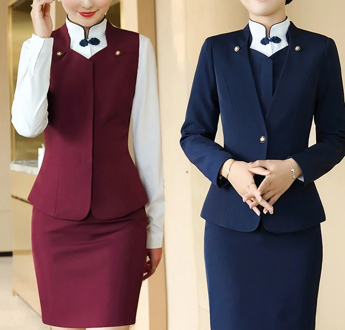 Uniform custom hotel front desk clerk work clothes cashier vest catering KTV beautician professional