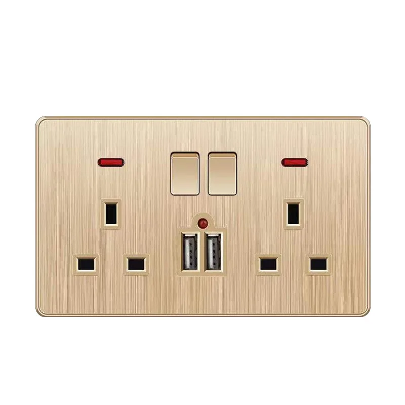 British Standard Gold Wall Switch,Universal Wall Socket With Usb ...