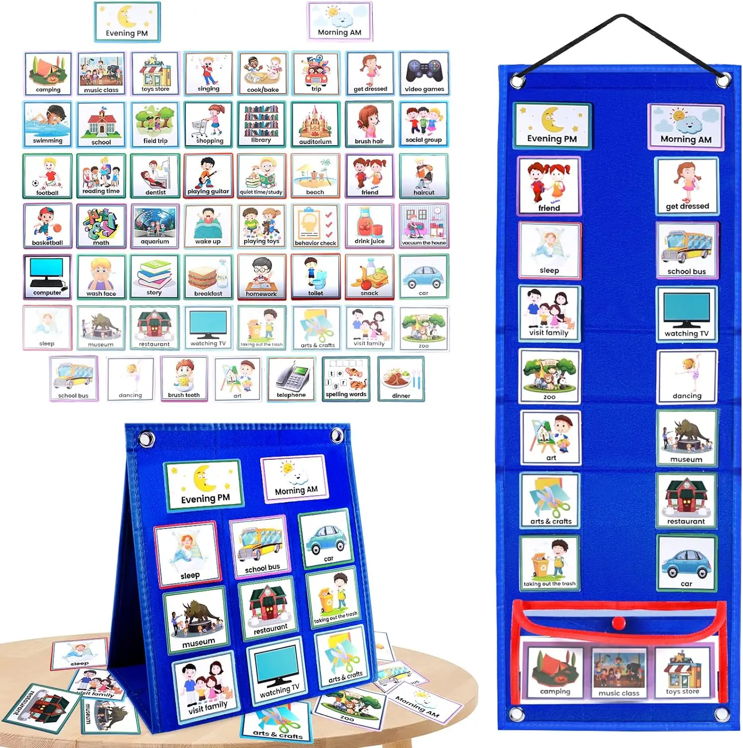 Kids Visual Schedule Calendar Chart 2 In 1 Autism Daily Chore Routine ...