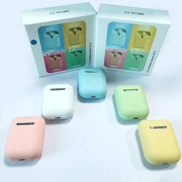 Macaron inpods 12 Wireless Earphones Blue tooth Colours Tws Earphone for iphone And Android Wireless Earbuds - ANKUX.COM