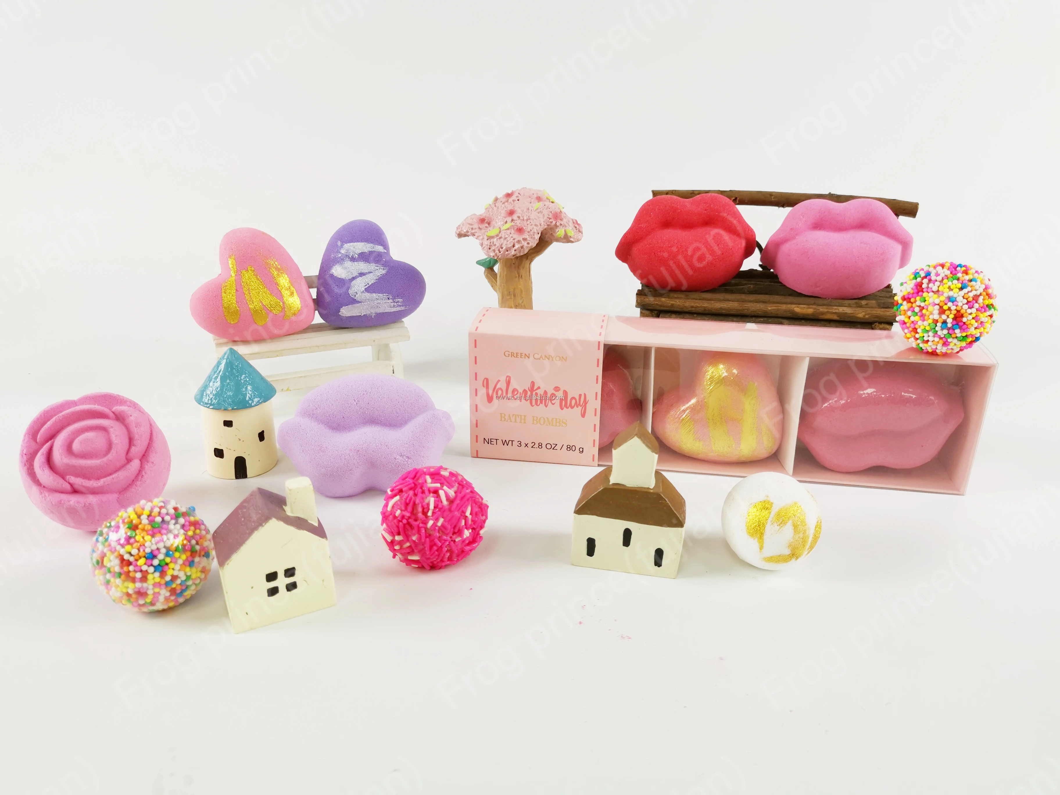 Beautiful Spa Products Fizzies Lip Heart Shape Box Set Bath Bombs Gift Set For Valentine Day