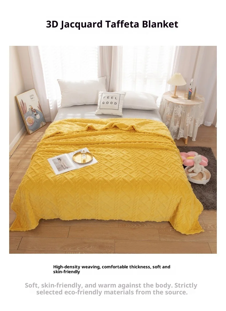 Simple Embroidered Rhombic Knitted Eco-friendly Winter Warm Taffeta Fleece Thickened Blanket supplier