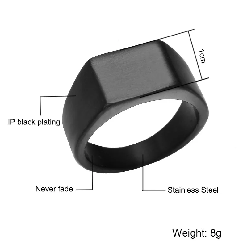 New Design Titanium Steel Accessories Punk Smooth Mens Black Jewelry