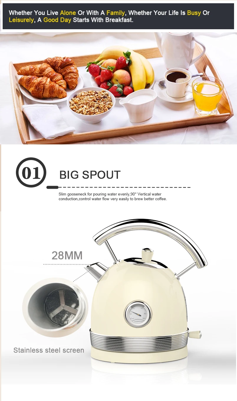 2020 New design big capacity 1.8L electric kettle home appliances  visual water line  tea kettle 110V