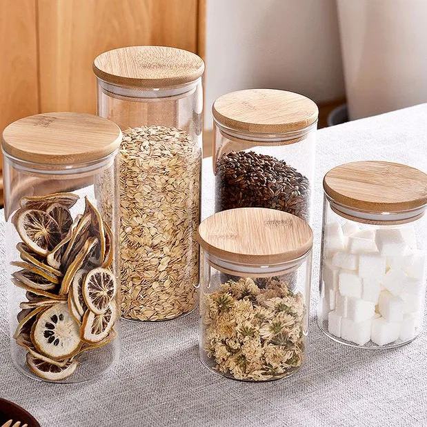 Large Country Style Kitchen Glass Container Storage Jars With Lids