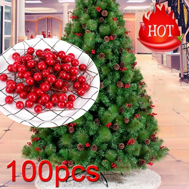 Artificial Red Holly Berry Picks Stems Fake Winter Christmas Berries ...