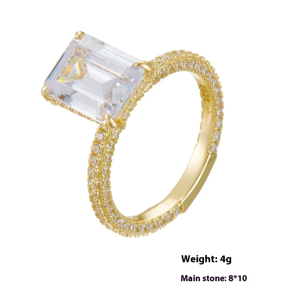 S925 Sterling Silver Platinum Plated Full Diamond Gemstone Rings Women's Lab Diamond Combination Wedding Party Suit Ring