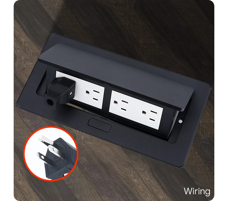Factory sales black aluminum alloy multi module embedded table socket