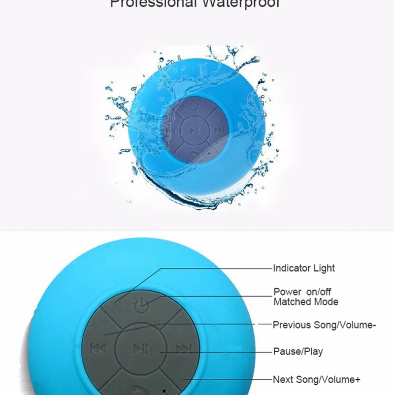 Mini Portable Bluetooth Speaker Subwoofer Shower Waterproof Loudspeaker ...