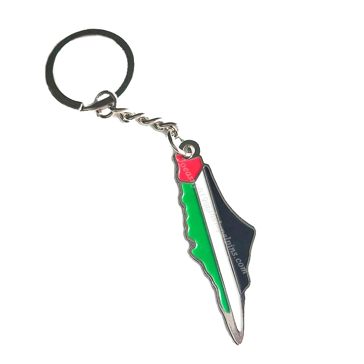 Israel Flag National Colours Quality Chrome Keyring Picture Both Sides