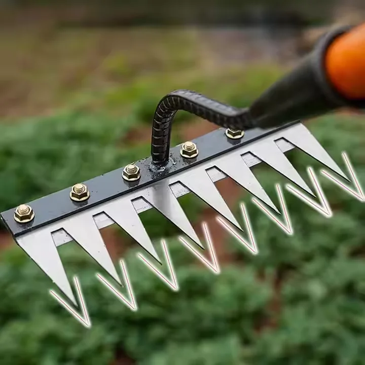 Metal Farming Rake Manganese Steel Household Garden and Farming Leaf Rake Lawn Leveling ...