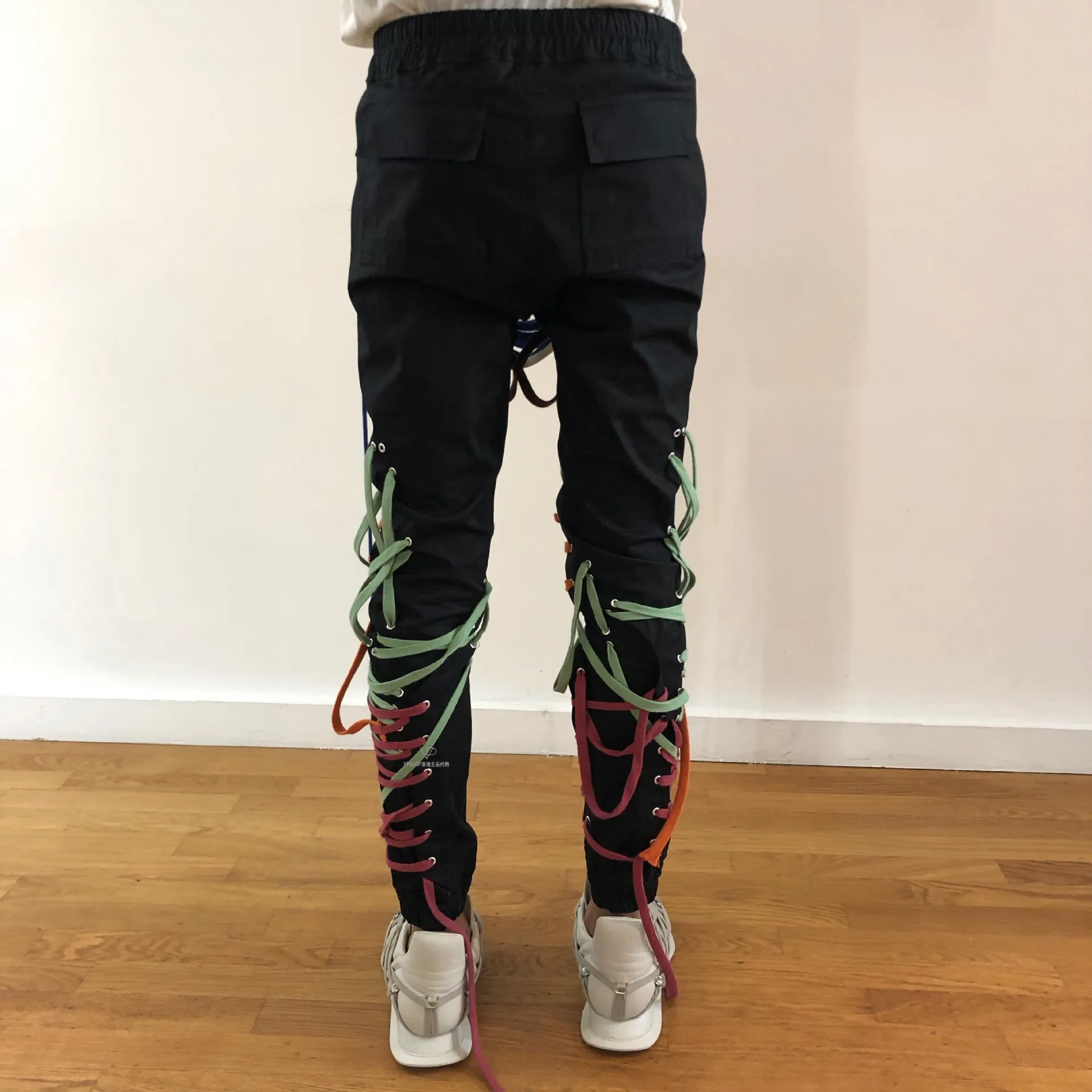 High Street Cargo Trousers For Women Elastic Waist Hip Hop Black