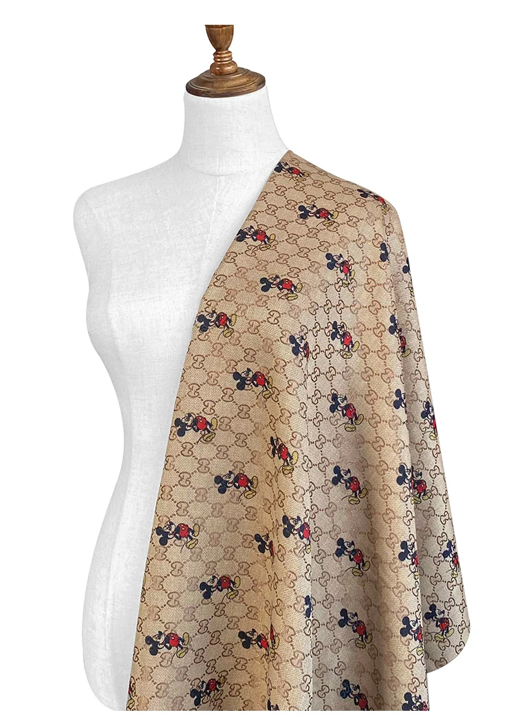 印花提花质感米老鼠印花潮牌布艺正装衬衫手工包diy面料