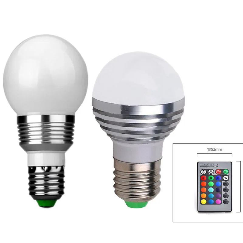 High efficiency bulb wireless remote control RGB color changing E27 led bulb 3W 5W AC85-265V A60 boll light super bright bolb