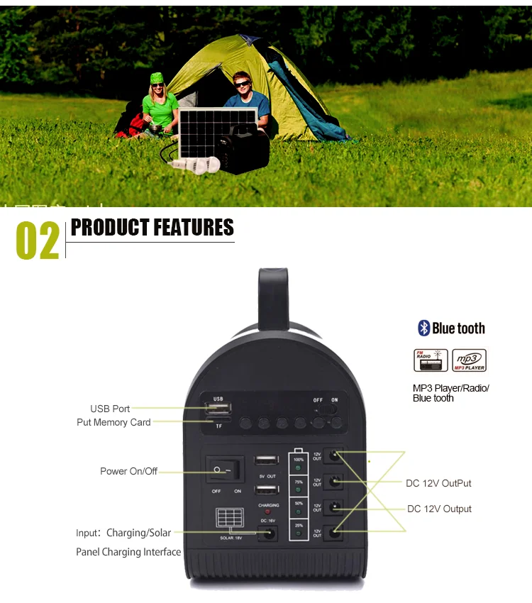 10w Leadacid Battery Solar Generator Solar Panel Led Home Lighting