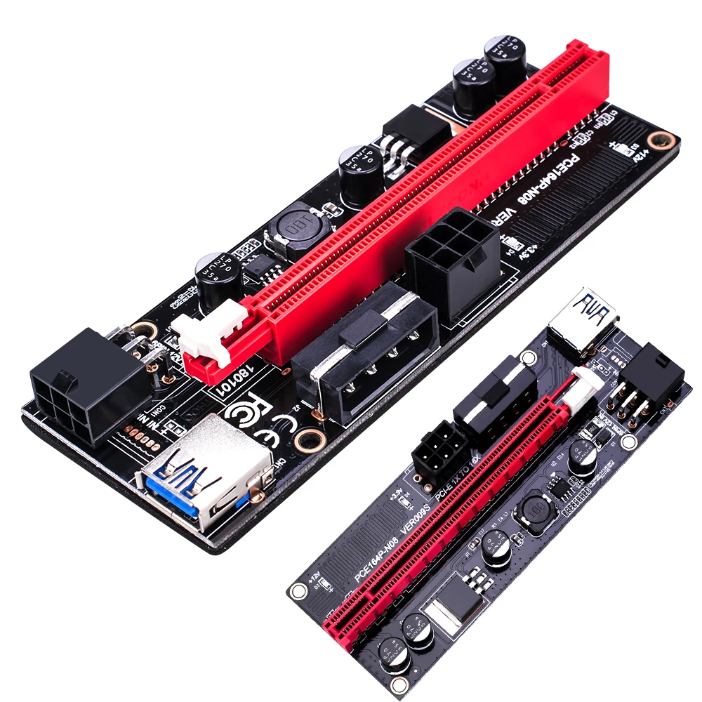 

pcie VER009S PCI-E 1X to 16X 009 Card Extender Express Adapter USB 3.0 Cable Power gpu pci riser 009s