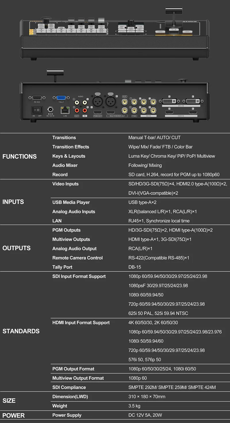 Avmatrix Vs0605 Multiformat 6 Channel Live Production Video Switcher Mixer With Recorder Buy
