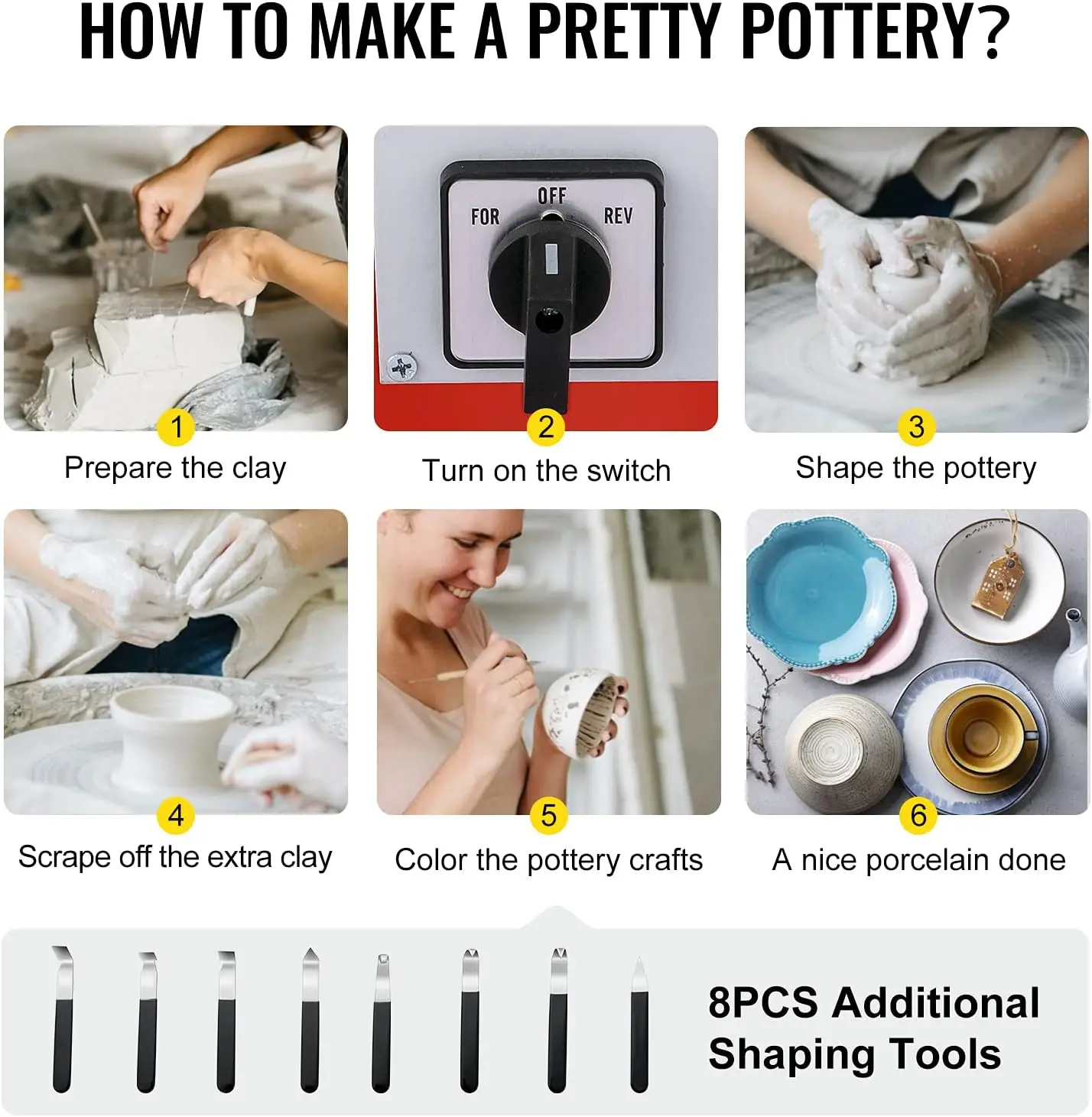 VEVOR Pottery Wheel - Easy Operation for Clay Art DIY