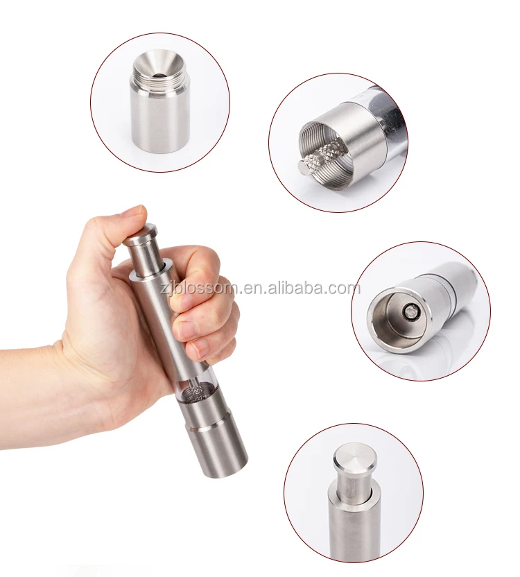 Manual Salt And Pepper Grinder Thumb Push Pepper Mill Stainless