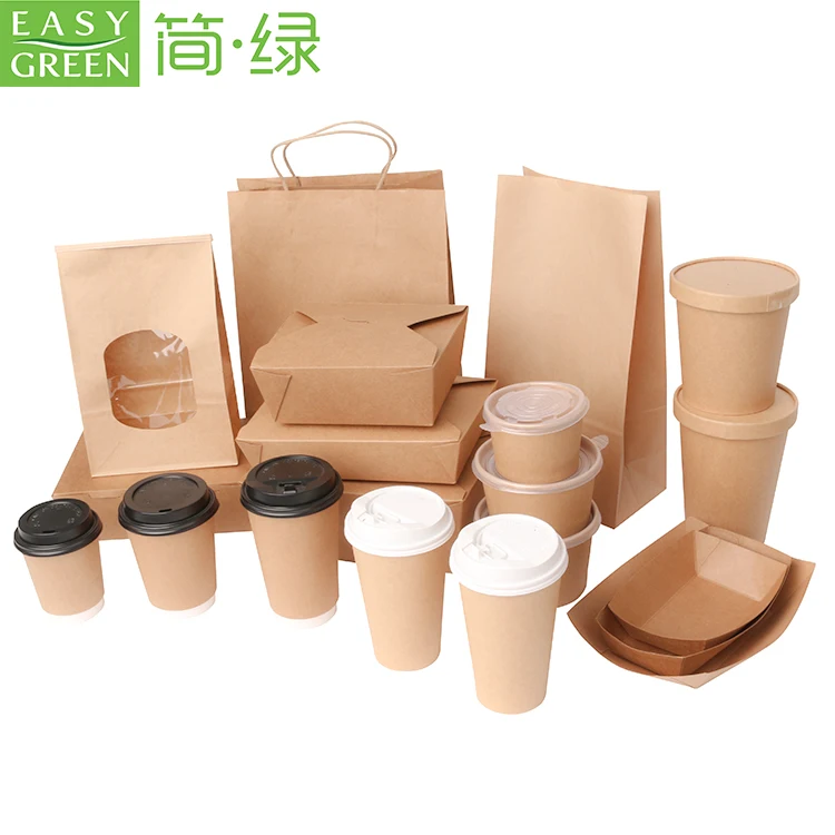 Easy Green Ecofriendly Wholesale Disposable Kraft Paper Food Packaging