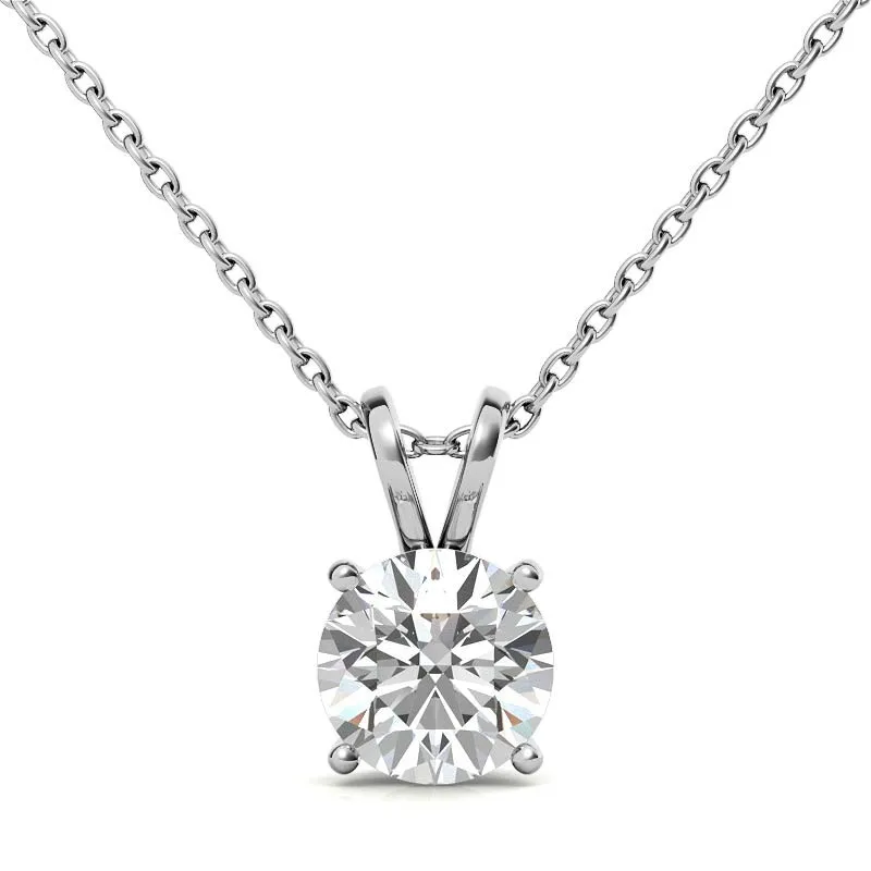 

2021 14K White Gold 7mm Moissanite Custom Diamond Pendant Necklace Jewelry, White gold, rose gold, yellow
