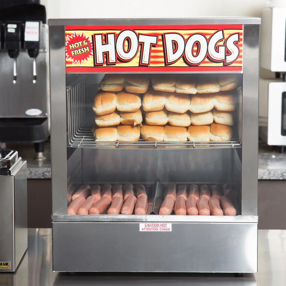 Supertise Commercial Electric Hot Dog Making Machine Warmer Showcase