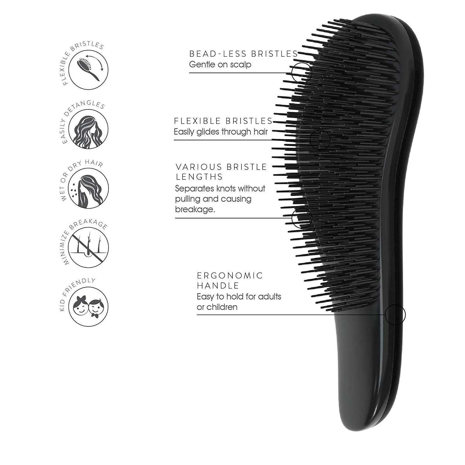 Hot Sale Hair Detangler Tangle Hairbrush For Women Abs Antistatic Anti