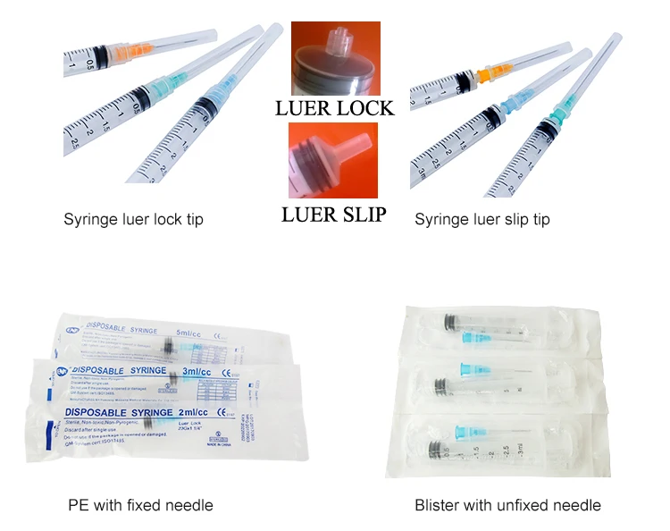 1ml,2ml, 3ml,5ml,10ml, 20ml,30ml, 50ml and 60ml Medical Disposable PP syringe