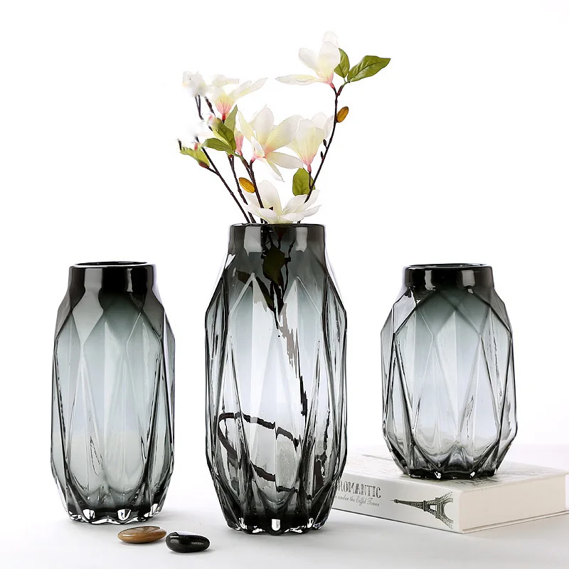 Black Glass Vase Decoration Glass Flower Vase Large Jardiniere For Home Office Decoration Buy 