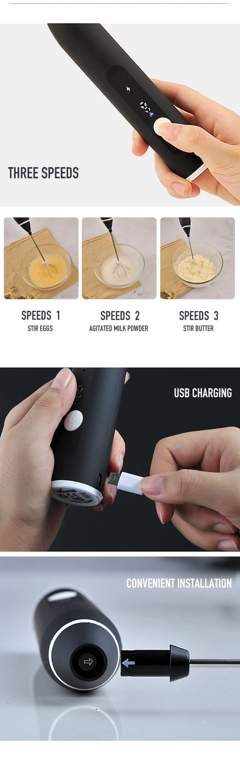 Milk Drink Coffee Whisk Mixer Electric Egg Beater Hand Electric Portable Mini Milk Frother