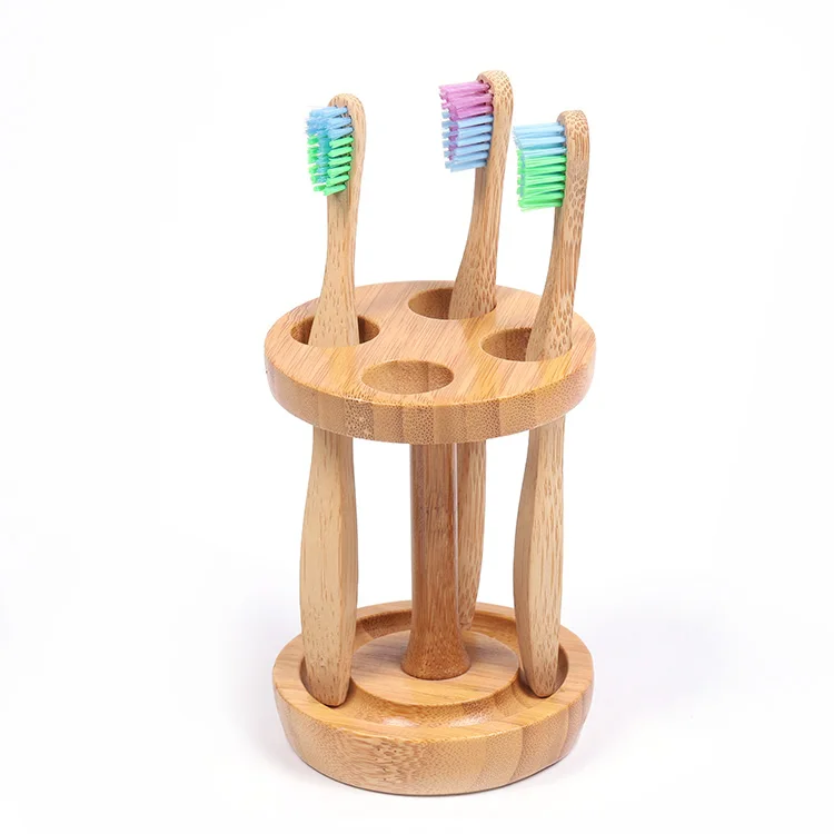 BA-6015 Custom Logo Stand 1 Legs Bamboo Toothbrush Holder