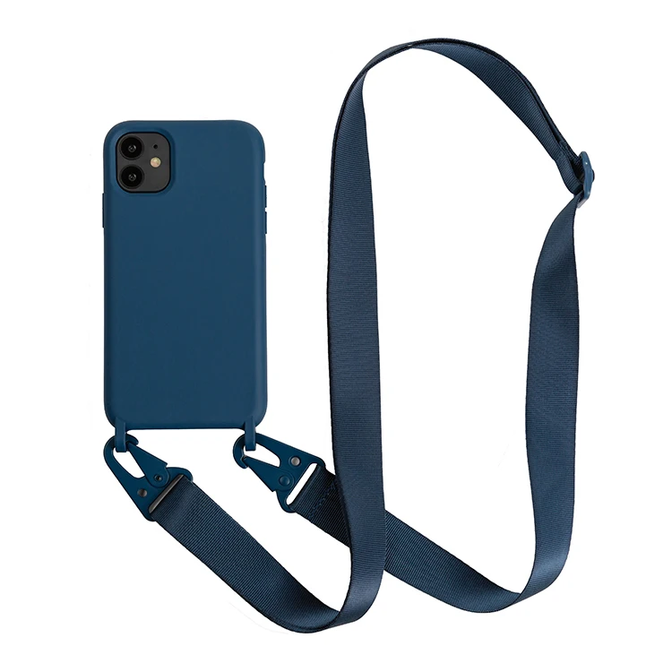 Crossbody Phone Case With Necklace PP Strap With Hook Soft Touch liquid  silicone case XOUXOU case for iphone 11