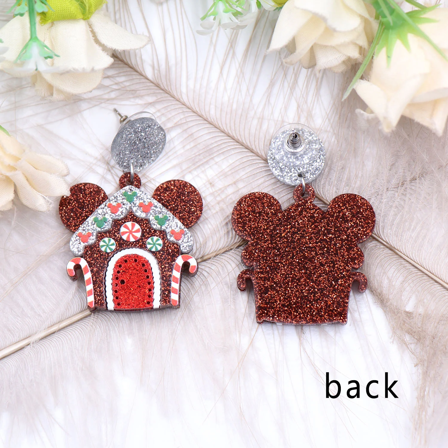 ERS732ER1549 (1pair)New product CN Drop mouse Gingerbread House women's Cute Christmas Acrylic Earrings supplier