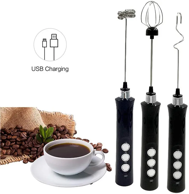 3 Speeds Durable Electric Coffee Mixer Mini Handheld Milk Frother