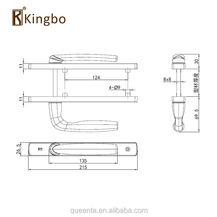 Aluminum Profile Door Locks Cylinder Locking Mortise For Sliding Door